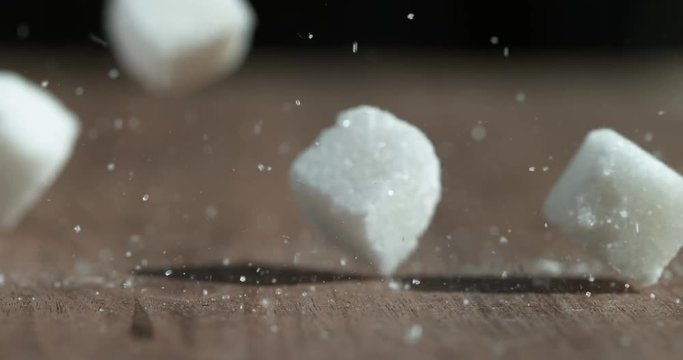Sugar cubes falling super slow motion shot on Phantom Flex