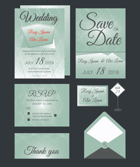 Vector set of invitation cards with elements Wedding collection