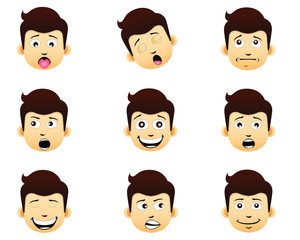 Set of facial expressions with emotion.