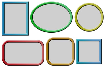 Marcos de cuadros de color azul, verde, amarillo y rojo.