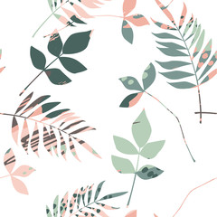 Abstract floral seamless pattern with trendy hand drawn textures.