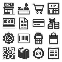 Finance and Shopping Icons Set. Vector