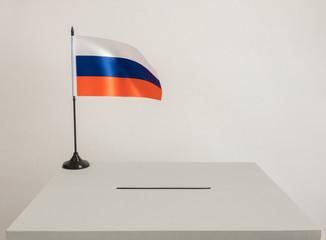 Ballot box with national flag of Russia. Presidential election in 2018