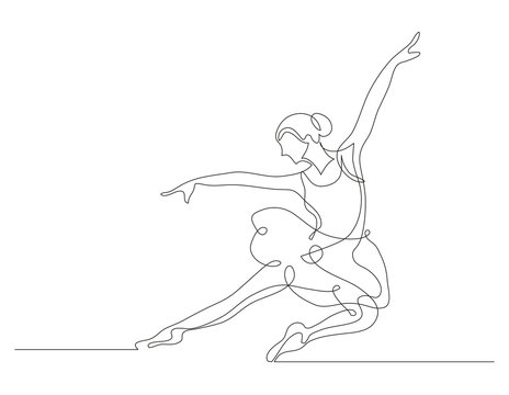 Continuous line drawing. Illustration shows a Ballerina in motion. Art. Ballet. Vector illustration