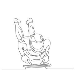 Continuous line drawing. Illustration shows a athlete rides on a sled headfirst. Skeleton. Winter sport. Vector illustration