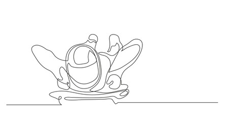 Continuous line drawing. Illustration shows a athlete rides on a sled headfirst. Skeleton. Winter sport. Vector illustration