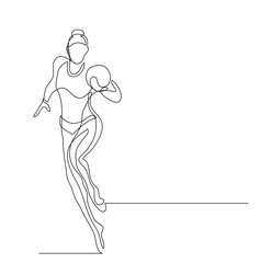 Continuous line drawing. Illustration shows a Gymnast performing exercises. Acrobatics. Vector illustration