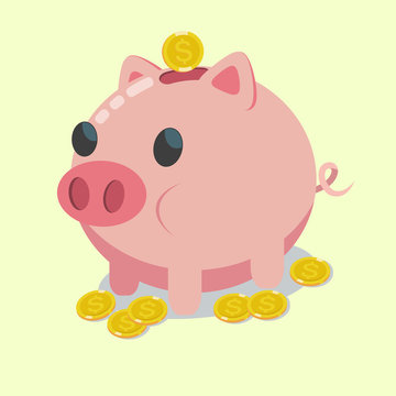 Piggy bank vector icon. Flat style