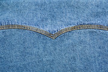 Blue Jeans With Pattern Seams Background Texture For Design Close Up.