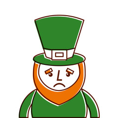 st. patricks day portrait of a sad leprechaun vector illustration