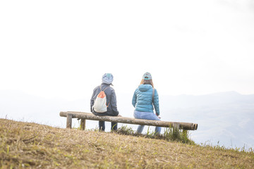 Bamboo seat on mountain