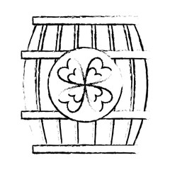 wooden barrel with clover concept vector illustration sketch image design