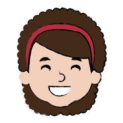 cute and little girl head vector illustration design