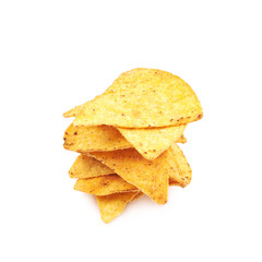 Pile of tortilla chips isolated