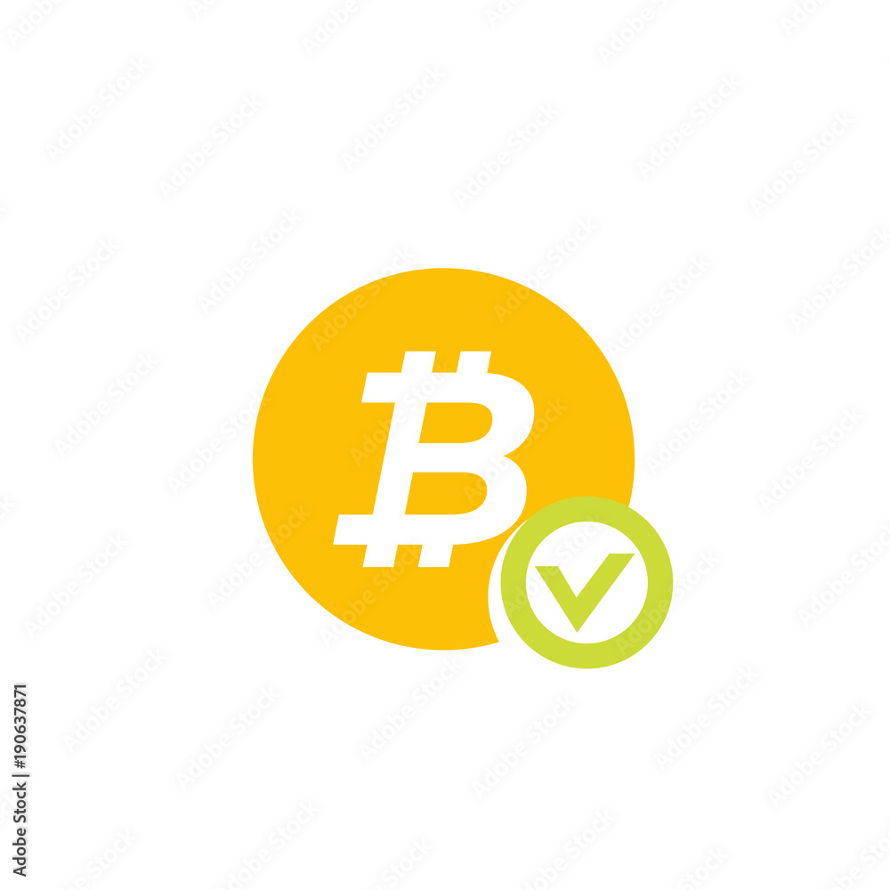 Poster Approved bitcoin payment icon on white