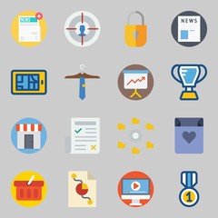 Icons set about Digital Marketing. with padlock, settings and presentation