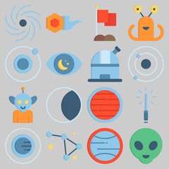 Icon set about Universe with keywords flag, moon, uran, observation, lightsaber and observatory © Orxan