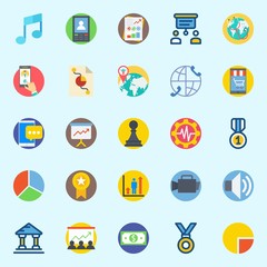 icons set about Digital Marketing. with profits, pawn, note, worldwide, museum and medal