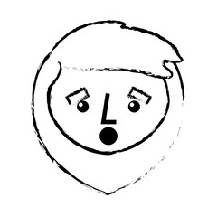 cartoon surprised face man beard character vector illustration sketch image design
