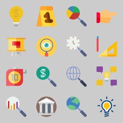 Icons set about Inspiration. with idea, evidence and museum