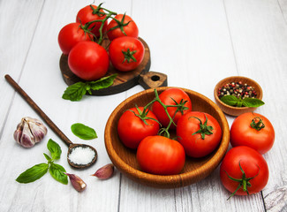 Fresh tomatoes on a table