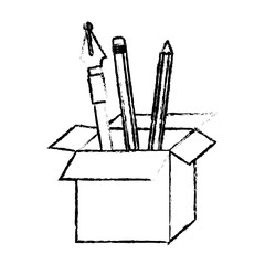 pen pencil school tool education box package pack vector illustration