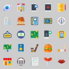 icons set about Lifestyle. with target, motor, hockey, notebook, smartphone and online store