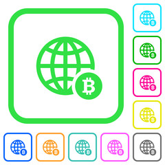 Online Bitcoin payment vivid colored flat icons