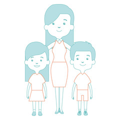 Obraz na płótnie Canvas cute mother avatar character with kids vector illustration design