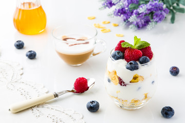 Healthy breakfast full of vitamins and probiotics