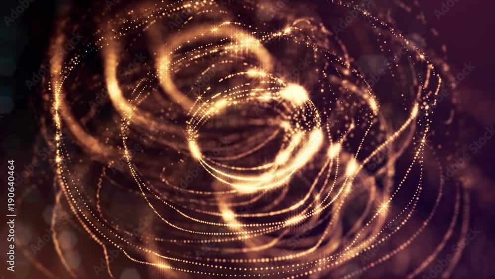 Aufkleber virtual space with depth of field. looped holographic gold background as microcosm or nano world. se