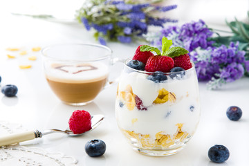 Healthy breakfast full of vitamins and probiotics