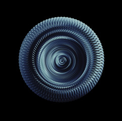 Blue Metalic Gear Wheel Isolated Over Black Background