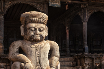  Statue in front of Dattatreya Temple, Bhaktapur, Nepal