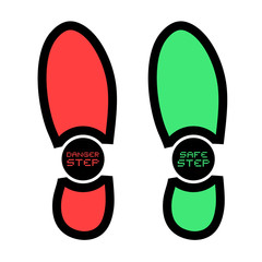 safe and danger footstep symbols