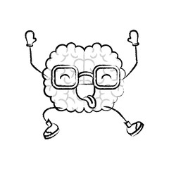 brain character joy mind intelligence neurology fun cartoon caricature comic graphic vector illustration