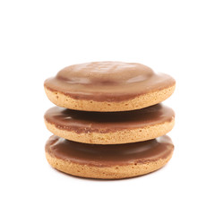 Biscuit cake with filling isolated