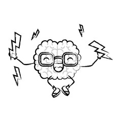 brain character lightings mind intelligence neurology fun cartoon caricature comic graphic vector illustration