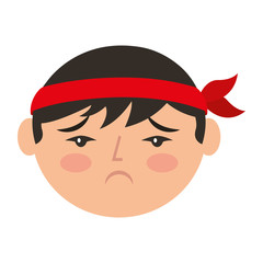 cartoon sad face chinese man vector illustration