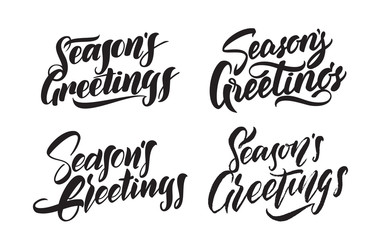 Set of Handwritten type lettering of Seasons Greetings. Typography design © deniskrivoy