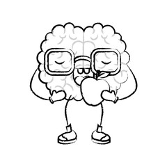 brain character expression apple mind intelligence neurology fun cartoon caricature comic graphic vector illustration