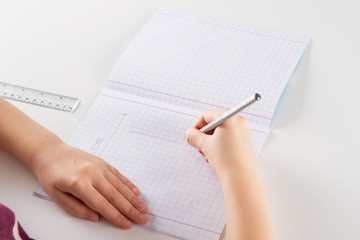 Girl making homework