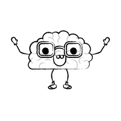 cartoon brain character expression mind intelligence neurology fun caricature comic graphic vector illustration