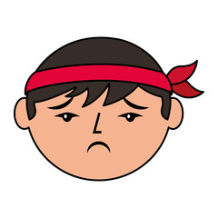 cartoon sad face chinese man vector illustration