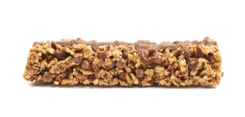 Chocolate granola bar isolated