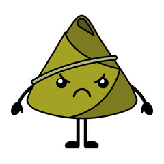 kawaii angry rice dumpling cartoon vector illustration