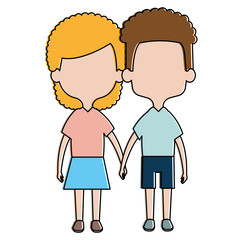 cute and little kids couple vector illustration design