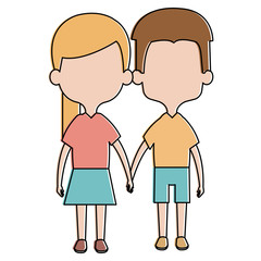 cute and little kids couple vector illustration design