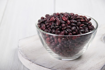 Red beans in a glass bowl