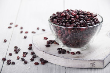 Red beans in a glass bowl